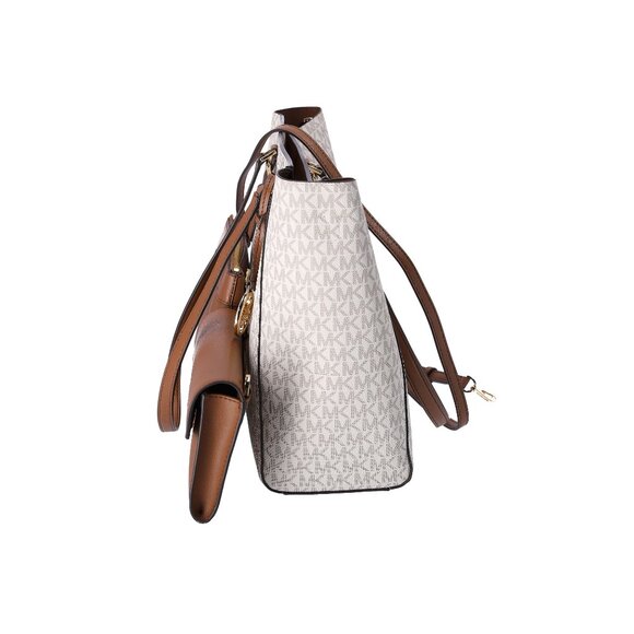 Michael Kors Charlotte Large Leather 3-in-1 Tote Crossbody Handbag Vanilla MK - Picture 7 of 14